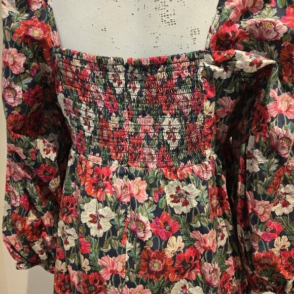 J. Crew Liberty Fabric Poppy Amelie Floral Cotton Babydoll Mini Dress, Size 8 - Picture 8 of 12